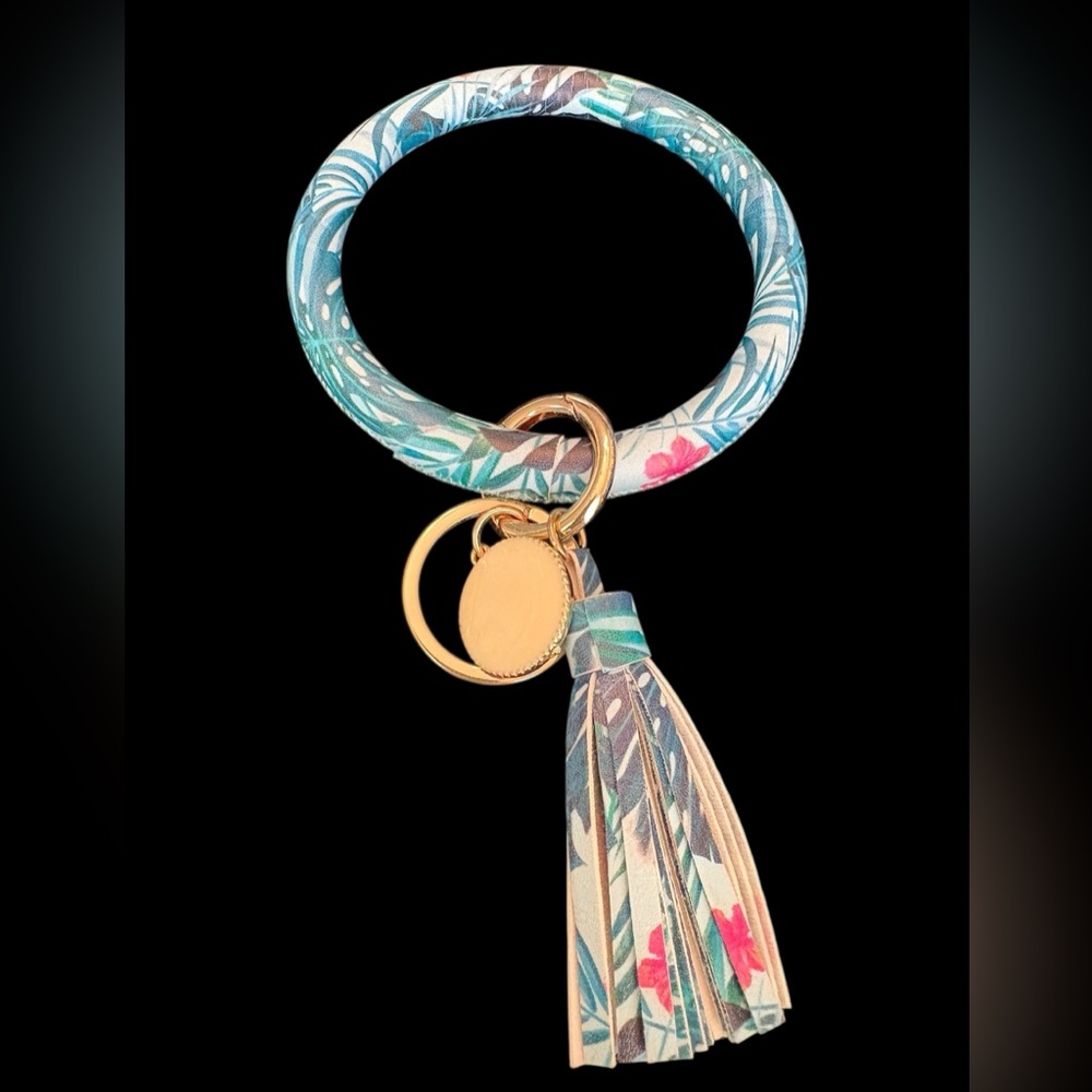 Floral Keychain Bracelet with Tassel